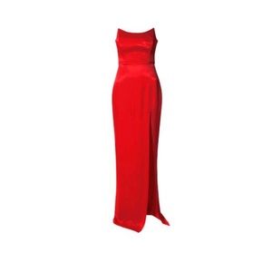 Red satin formal AGGI dress